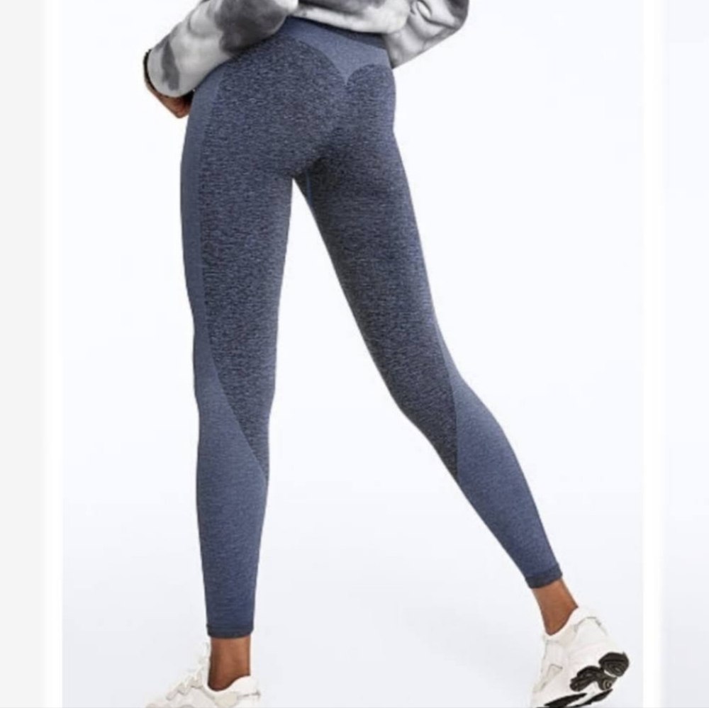 PINK Victoria's Secret -- blue marl seamless athletic leggings